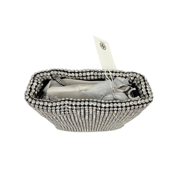 TORY BURCH Night Owl Crystal Embellished Mini Tote in Silver - Picture 6 of 8